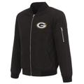 Men's NFL Pro Line by JH Design Black Green Bay Packers Full-Zip Bomber Lightweight Jacket