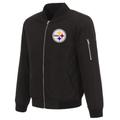 Men's NFL Pro Line by JH Design Black Pittsburgh Steelers Full-Zip Bomber Lightweight Jacket