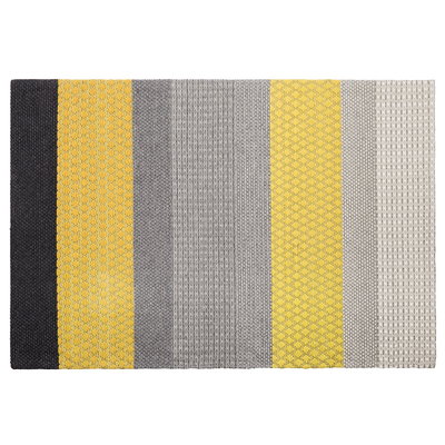Teppich Grau mit Gelb 140 x 200 cm Kurzflor Streifen Rechteckig Elegant Modern