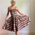 Anthropologie Dresses | Anthropologie Elevenses Spaghetti Strap Plaid Dres | Color: Brown/Pink | Size: Various