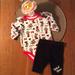 Disney Matching Sets | Disney Minnie Onesie With Pants. Size 0-3m. | Color: Red | Size: 0-3mb