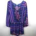 American Eagle Outfitters Shorts | Aeo Purple Cross Front Bell Sleeve Boho Romper | Color: Blue/Purple | Size: S