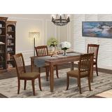 Winston Porter Luyen 4 - Person Rubberwood Solid Wood Dining Set Wood/Upholstered in Brown | Wayfair E1AB8650FDD94E5E818CC623958693F0
