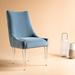 Everly Quinn Rales Tufted Upholstered Side Chair Wood in Blue/Brown | 38 H x 22 W x 28 D in | Wayfair EC87F982FC1142A594697029A30D2416