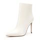 Castamere Womens Zip Ankle Boots Stilettos Booties 4IN Heeled PU White Pumps UK 5