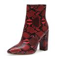 Castamere Womens Zippers Ankle Boots Block Heel Booties 4IN Heeled Snake Red Pumps UK 10.5