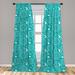 East Urban Home Ambesonne Turquoise 2 Panel Curtain Set, Blossoming Nature Theme Swirls Vortex Leaves Stalks & Dots Vintage Pattern | Wayfair