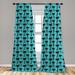 East Urban Home Ambesonne Palm Tree Window Curtains, Black Silhouettes Of Coconut Trees In Cartoon Style On Turquoise Backdrop | 84 H in | Wayfair