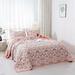 Bungalow Rose Parrino Oversized Reversible Coverlet Set Polyester/Polyfill/Cotton in Pink/Yellow | Twin Coverlet + 2 Shams | Wayfair