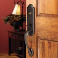 Baldwin Boulder Handleset w/ Single Cylinder Deadbolt & Door Knob & Rosette in Black | 23.8 H x 4.8 W x 4.8 D in | Wayfair 85354.190.ENTR