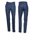 Mens Tweed Check Golf Sta Press Trousers Slim Fit 60s 70s Mod Retro Pants (Blue Tweed, 34" Waist)