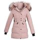 shelikes Womens Winter Coat Ladies Faux Fur Hooded Puffer Belted Quilted Long Jacket Warm Parka Coats With Detachable Hood
