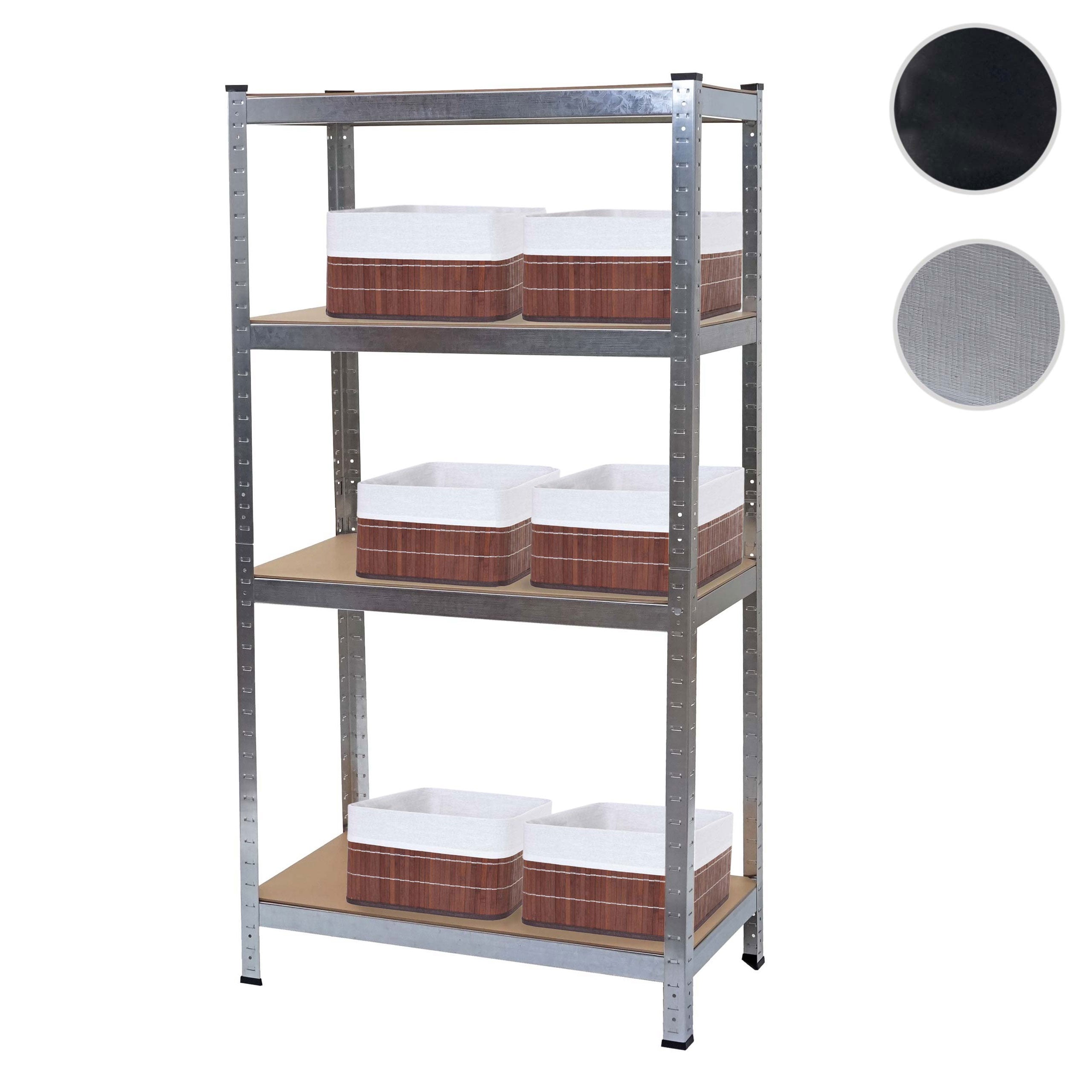 Schwerlastregal HWC-D67, Werkstattregal, 160x80x40cm Traglast bis 320kg mit 6x Aufbewahrungskorb HWC-C21 ~ verzinkt Image