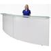 2-Person Standing Height Curved Glass Top Reception Desk in White or Charcoal