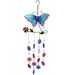 August Grove® Firth Glass Purple & Blue Butterfly Suncatcher Wind Chime Glass/Metal in Blue/Indigo | 26 H x 6 W x 2 D in | Wayfair