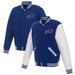 Men's JH Design Royal/White Buffalo Bills 19 Mens Reversible Fleece Jacket W/ Faux Leather Sleeves