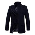 KINLOU Men's Spring and Autumn Coats - Casual Stand Collar Jackets Mid-Length Overcoat Plus Sizes, Black/UK 4XL = Tag 6XL