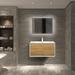 Orren Ellis Enya 30" Wall-Mounted Single Bathroom Vanity Set Wood/Solid Surface in Black/Brown/Gray | 17 H x 30 W x 19 D in | Wayfair