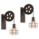 2 Pack Applique Créative Style Industrielle Rétro Lampe de Mur Loft Style Levage Poulie Lumière