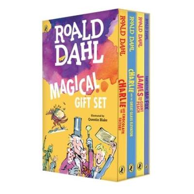 Roald Dahl Magical Gift Set (4 Books): Charlie And The Chocolate Factory, James And The Giant Peach, Fantastic Mr. Fox, Charlie And The Great Glass El