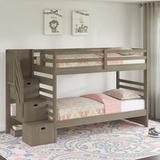 Viv + Rae™ Huseman Twin Over Twin Solid Wood Standard Bunk Bed Wood in Gray/Brown | 62 H x 42 W x 103 D in | Wayfair