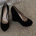 Nine West Shoes | 5” Heel 1.5 Platform Leather Wedge Pumps | Color: Black | Size: 6