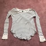 Urban Outfitters Tops | Bdg Striped Distressed Long Sleeve Shirt | Color: Black/White | Size: M