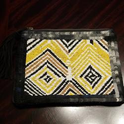 Anthropologie Bags | Anthropologie Clutch | Color: Black/Yellow | Size: Os