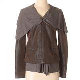 Anthropologie Jackets & Coats | Beautiful Brown Faux Leather Lined Jacket | Color: Brown/Gray | Size: M