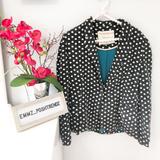 Anthropologie Jackets & Coats | Anthropologie Cartonnier Poka Dot Blazer Sz Medium | Color: Blue/Gray | Size: M