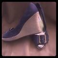 Nine West Shoes | Blue Suede Wedges | Color: Blue/Tan | Size: 10.5