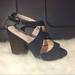 Victoria's Secret Shoes | Block Sandal. Cross Strap. 4” Heels. Almond Toes. | Color: Blue | Size: 7