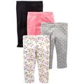 Simple Joys by Carter's Baby-Mädchen 4-Pack Pant Hose, Grau Herzen/Rosa/Schwarz/Weiß Floral, 12 Monate (4er Pack)