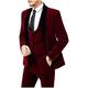 Leader of the Beauty Men's Shawl Lapel Wedding Suits Slim Fit 3 Pieces Velvet Suits Groom Tuxedos for Winter 52 chest/46waist Burgundy