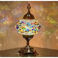 DEMMEX Battery Operated Mosaic Table Lamp with Built-in LED Bulb, Turkish Moroccan Handmade Mosaic Table Desk Bedside Mood Accent Night Lamp Light Lampshade with LED Bulb,No Cord (Anatolian Rug)