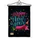 Breeze Decor Popping Happy New Year 2-Sided Burlap 19 x 13 in. Garden Flag in Black | 18.5 H x 13 W x 0.1 D in | Wayfair