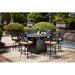 Canora Grey Naralie 7-Piece Patio Counter Height Propane Fire Pit Bar Set w/ Cushions & 60" Round Fire Pit Bar Table Metal in Brown | Wayfair