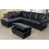 Black Sectional - Latitude Run® Turnham 96" Wide Faux Leather Sofa & Chaise w/ Ottoman Faux Leather | 34 H x 96 W x 72 D in | Wayfair