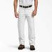 Dickies Men's Relaxed Fit Double Knee Carpenter Painter's Pants - White Size 34 30 (2053)