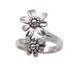 Flower Duo,'Double Flower Sterling Silver Cocktail Ring from Bali'