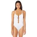 Seafolly Women's Ring Front Maillot One Piece Swimsuit, Active White, 12