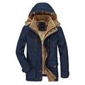 APTRO Mens Coats Winter Padded Jacket Warm Casual Overcoat Thick Thermal Outwear with Hood Vintage Coat XY029 Blue 2XL