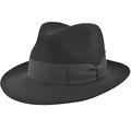 Feltro di Lana Fedora Hat Waterproof And Crushable Classic Two Pinch Crown Hat Made in Italy Men Women Autumn Winter - Black - S