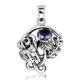 WithLoveSilver 925 Sterling Silver Scottish Thistle Rose Round Simulated Purple Cubic Zirconia Pendant