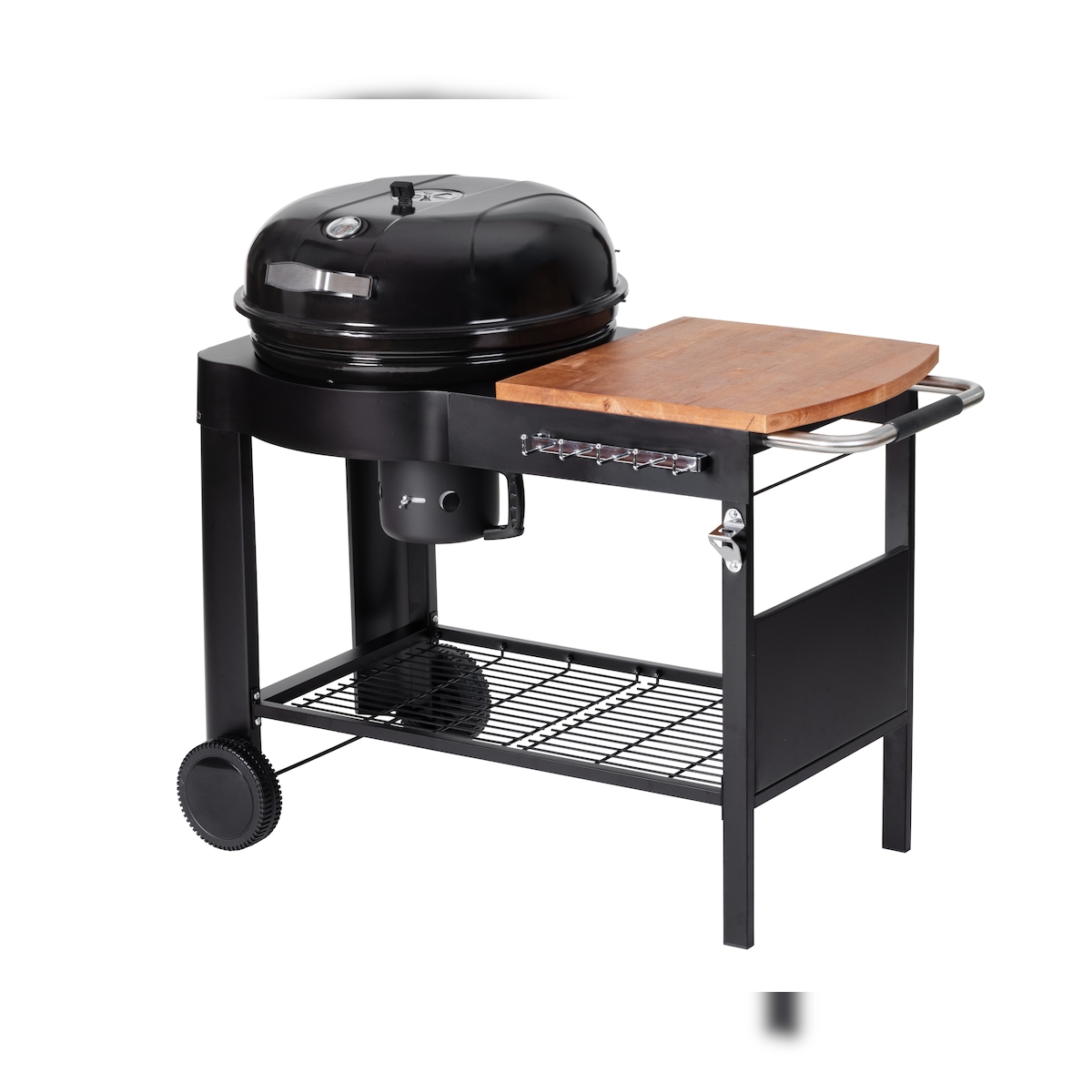 Tarrington House Holzkohlegrill Calgary, Grillfläche Ø 54 cm, Seiten- und Untenablage, fahrbar, Stahl/Eukalyptusholz, schwarz Image