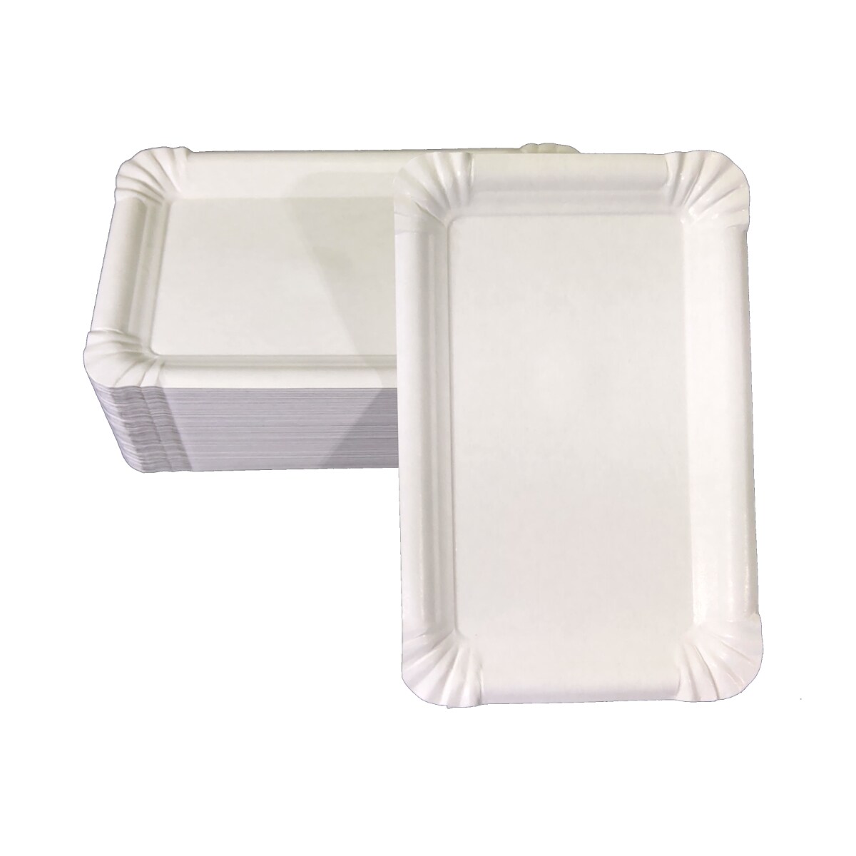 100 flache Pappteller weiß eckig 13 x 20 cm Image