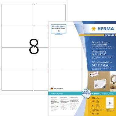 HERMA Etikett 10312 99,1 x 67,7 mm matt Papier weiß 800 St./Pack. Image