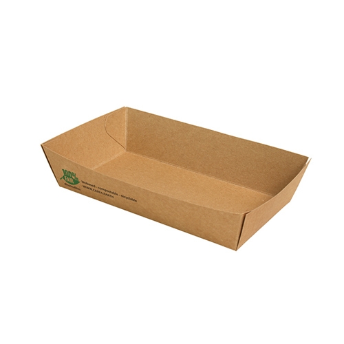 PAPSTAR 80 Snacktrays, Pappe "pure" 3,5 cm x 8,5 cm x 15,5 cm braun "100% Fair" groß Image