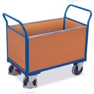 VARIOfit Vierwandwagen, Tragl. 500kg, Ladefl. LxB 1200x760mm, Holzplatte, 4 Wände Image
