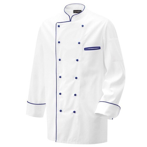 Exner 203 - Kochjacke weiß langarm mit Paspel in verschiedenen Farben : navy 100% Baumwolle 230 g/m² (15) L Image